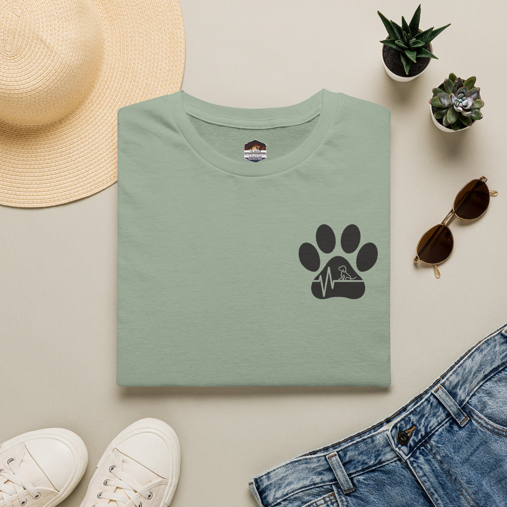T-Shirt — Paw & Heartbeat EKG Design (Pet Lover Tee)