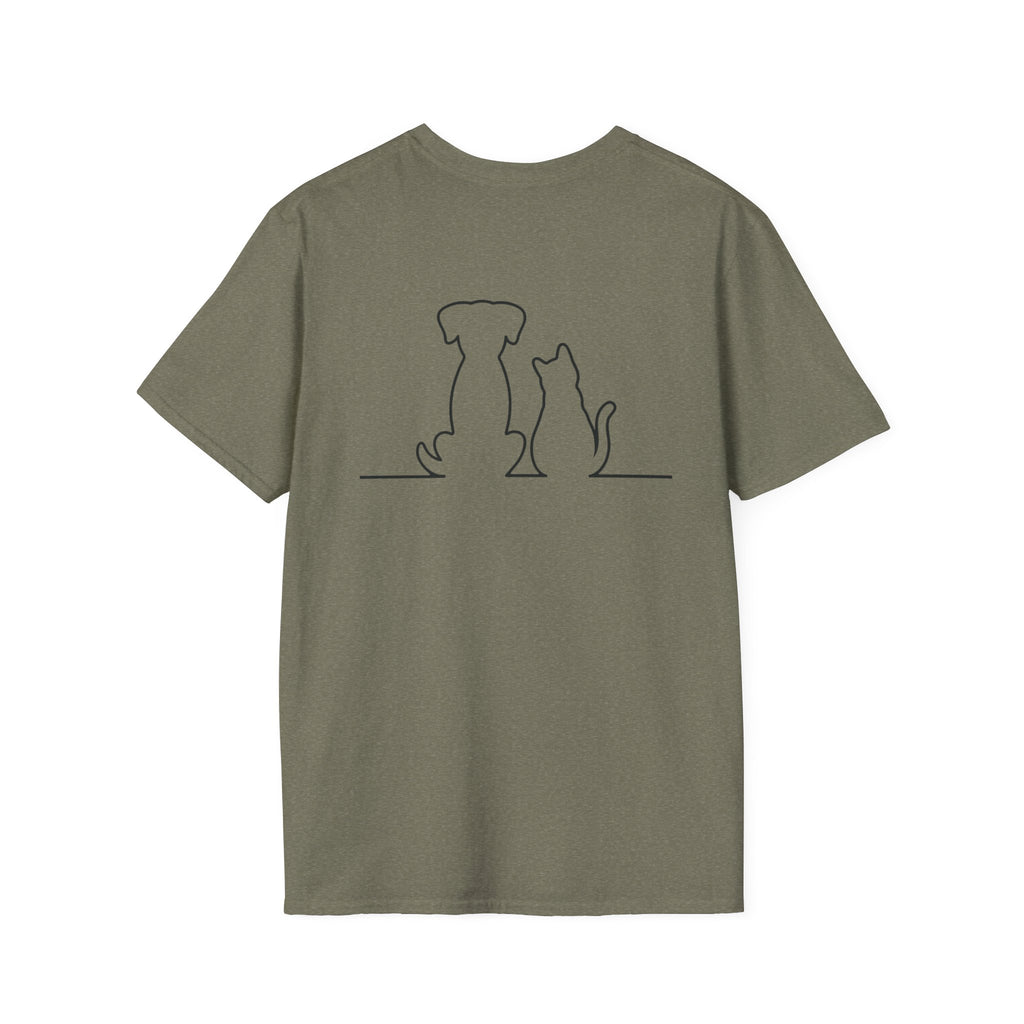 Dog and Cat Outline Tee — Minimal Pet Silhouette T-Shirt