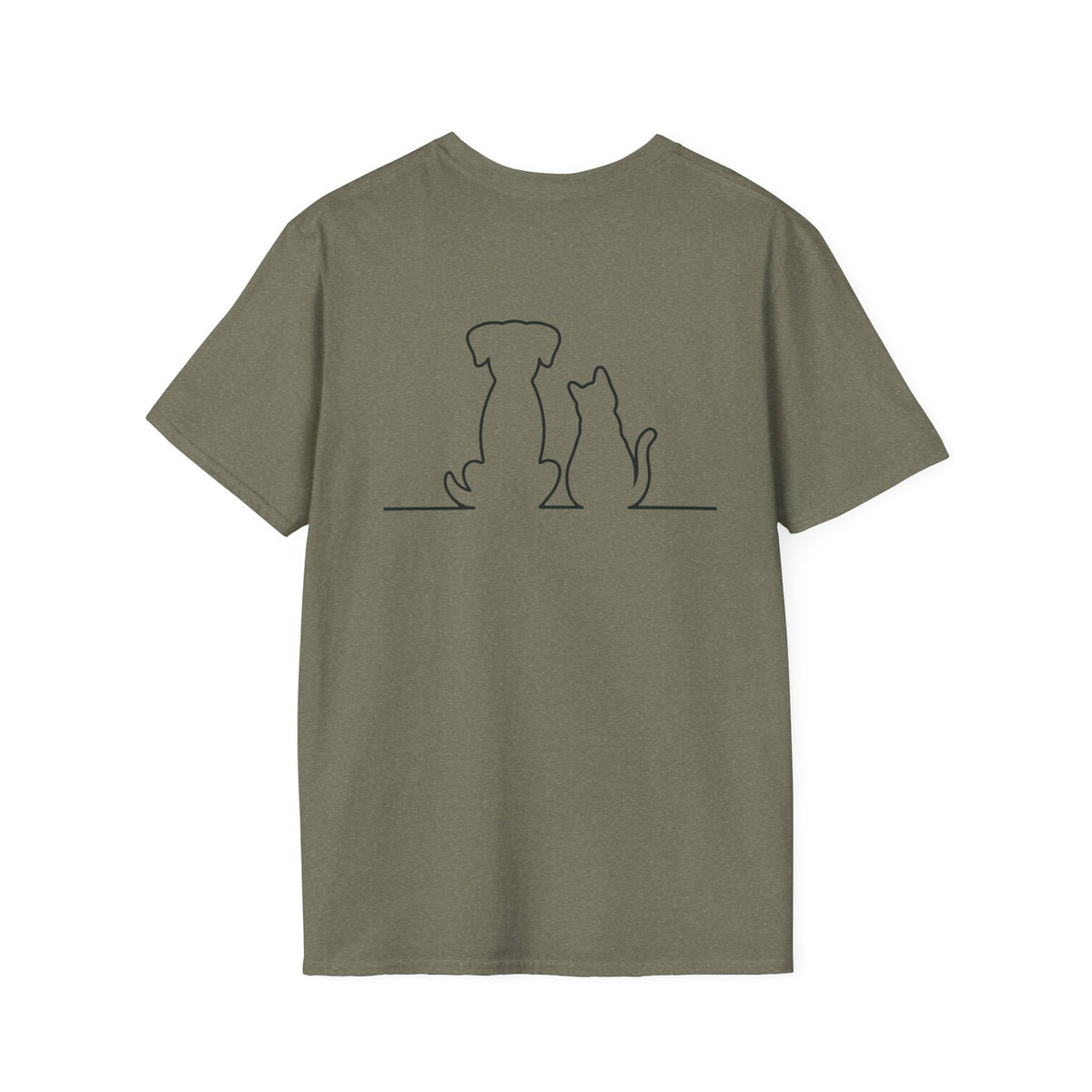Dog and Cat Outline Tee — Minimal Pet Silhouette T-Shirt