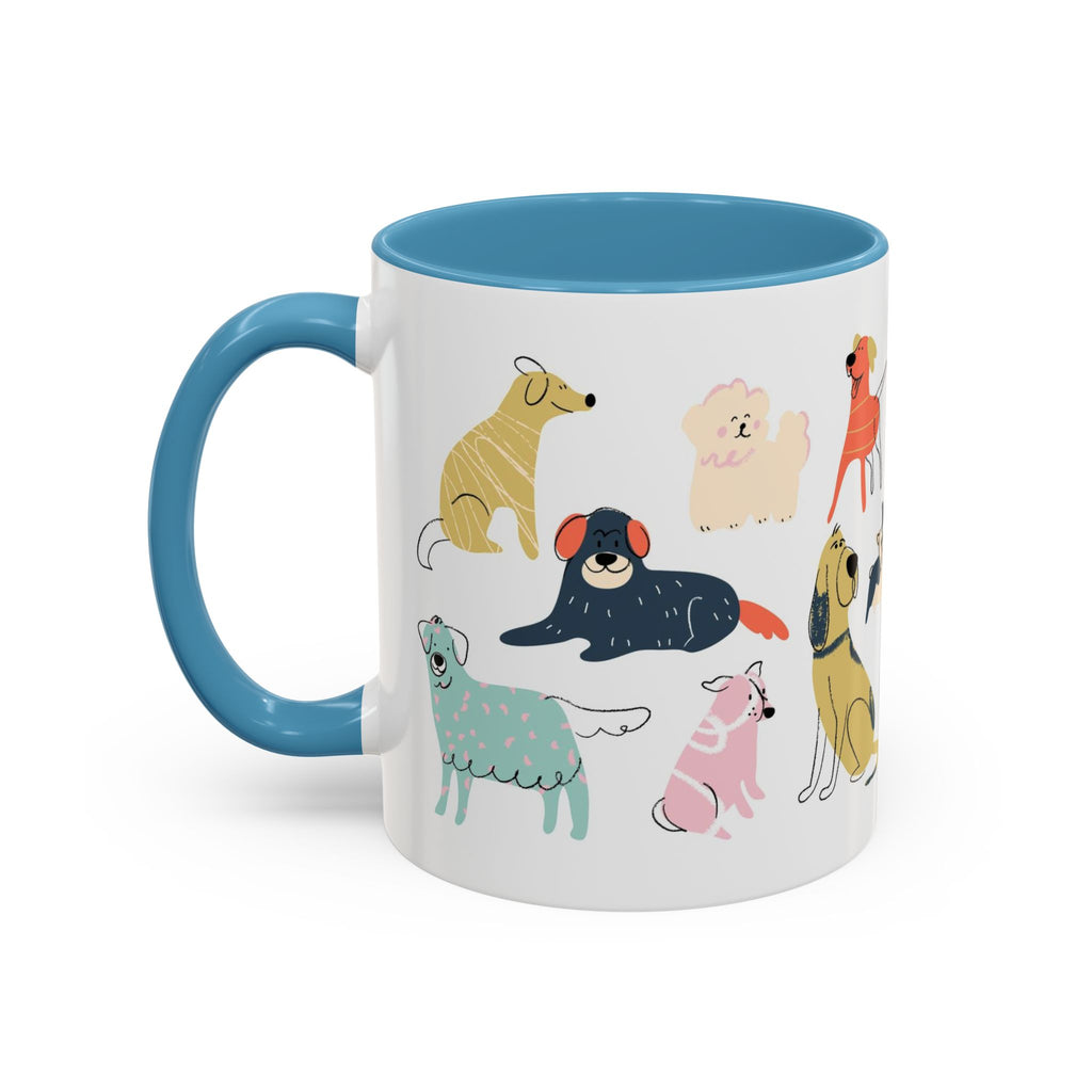Dog Pattern Accent Coffee Mug — Cute Colorful Dog Breed Illustration (11/15 oz)