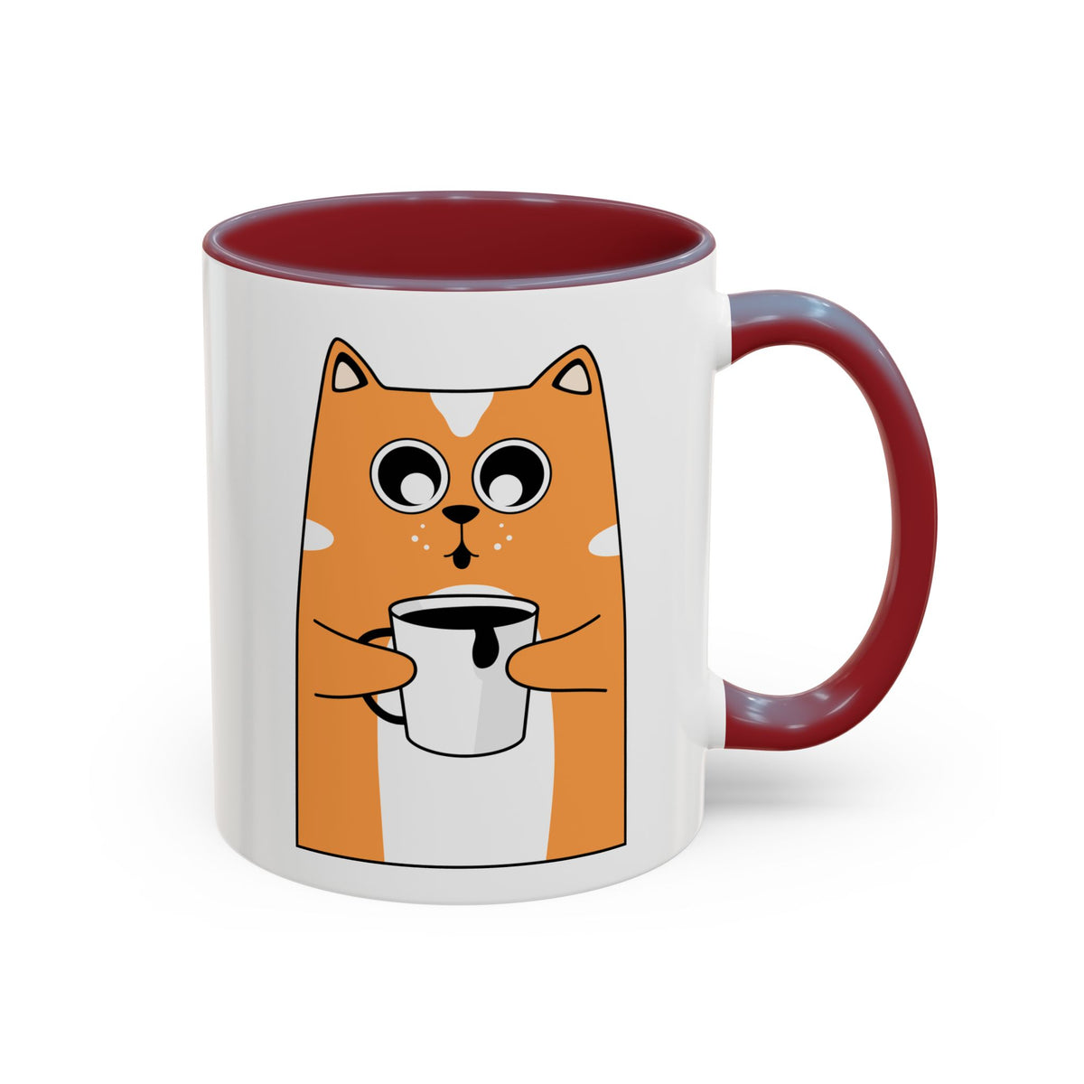 Sleepy Cat Accent Mug — 11/15oz Coffee Cup with Cat Design