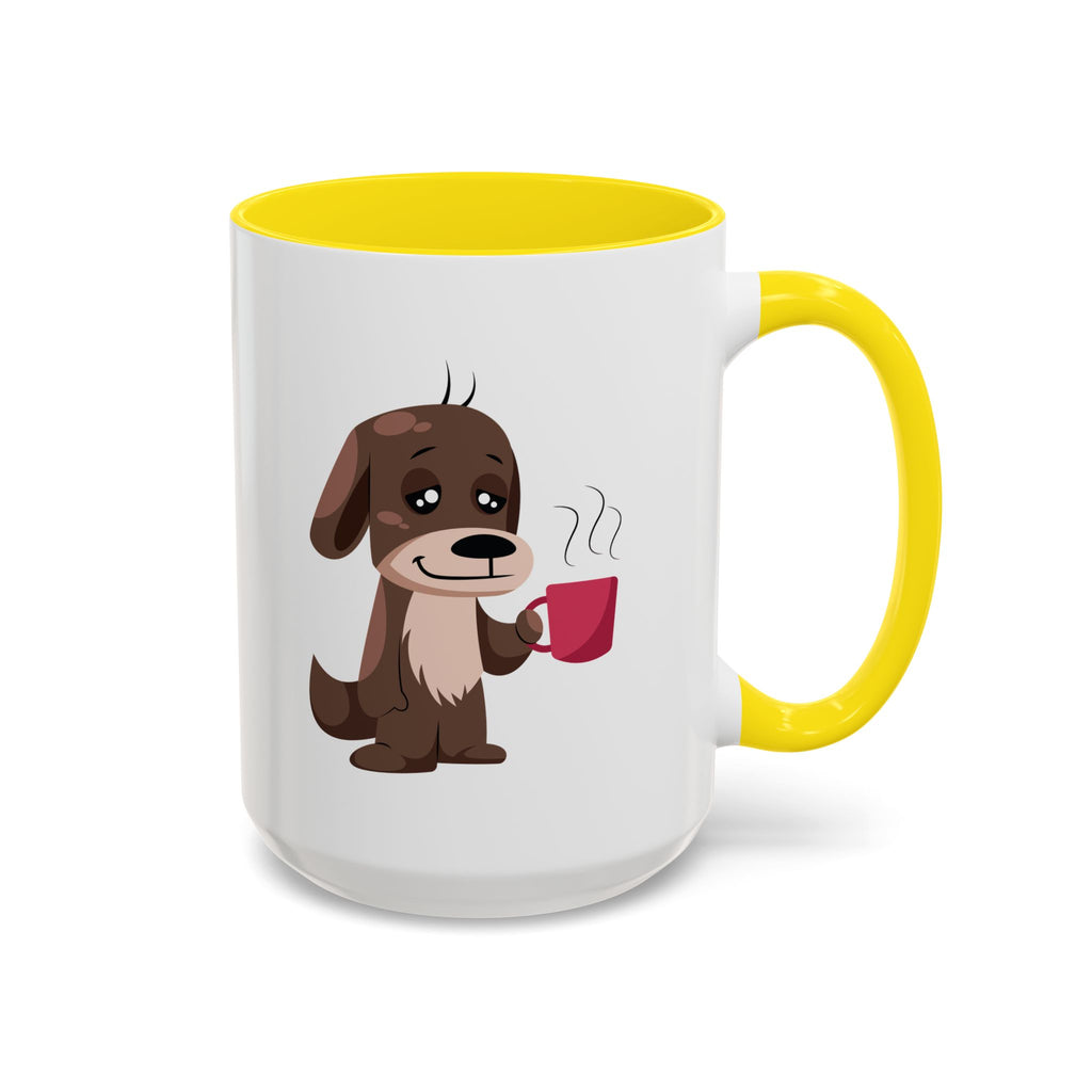 Cute Coffee Dog Mug — Adorable Puppy Holding Coffee Accent Mug (11/15 oz)