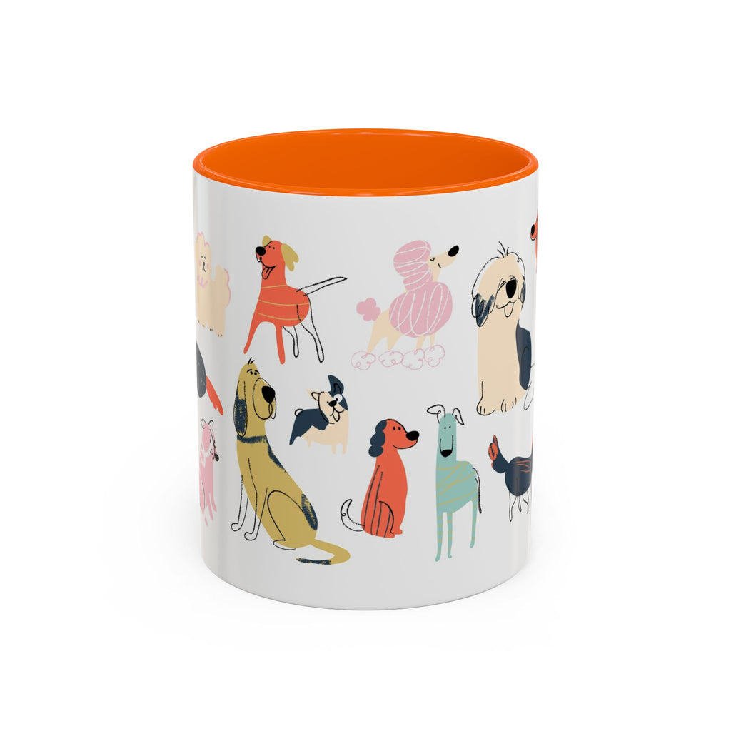 Dog Pattern Accent Coffee Mug — Cute Colorful Dog Breed Illustration (11/15 oz)