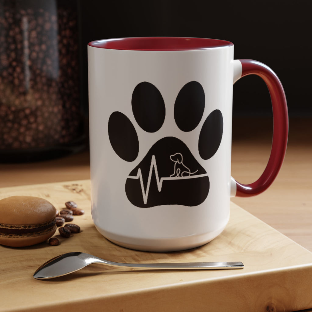Dog Paw Heartbeat Coffee Mug — Pet Lover Accent Mug (11/15oz)