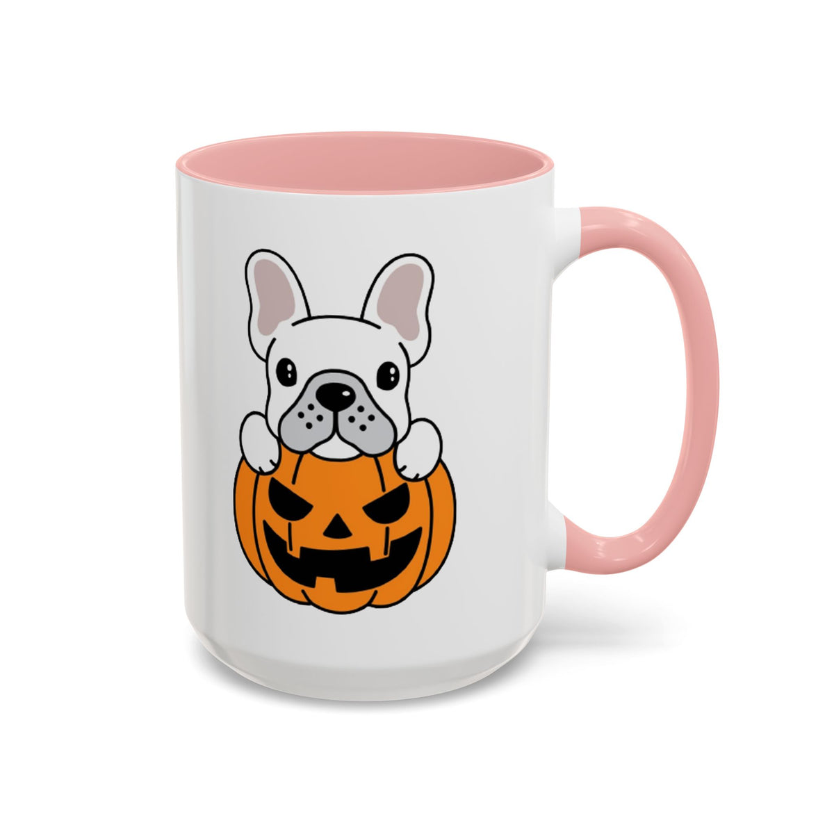 French Bulldog Halloween Coffee Mug – Cute Pup Peeking from Jack-o'-Lantern Accent Mug (11/15oz)