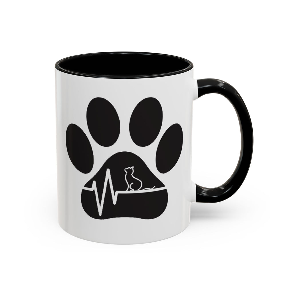 Cat Paw Heartbeat Coffee Mug — Pet Lover Accent Mug (11/15oz)