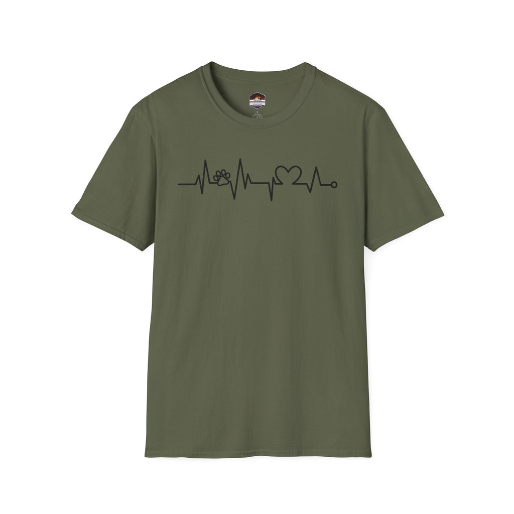 Heartbeat Paw & Heart T-Shirt — Pet Lover EKG Tee