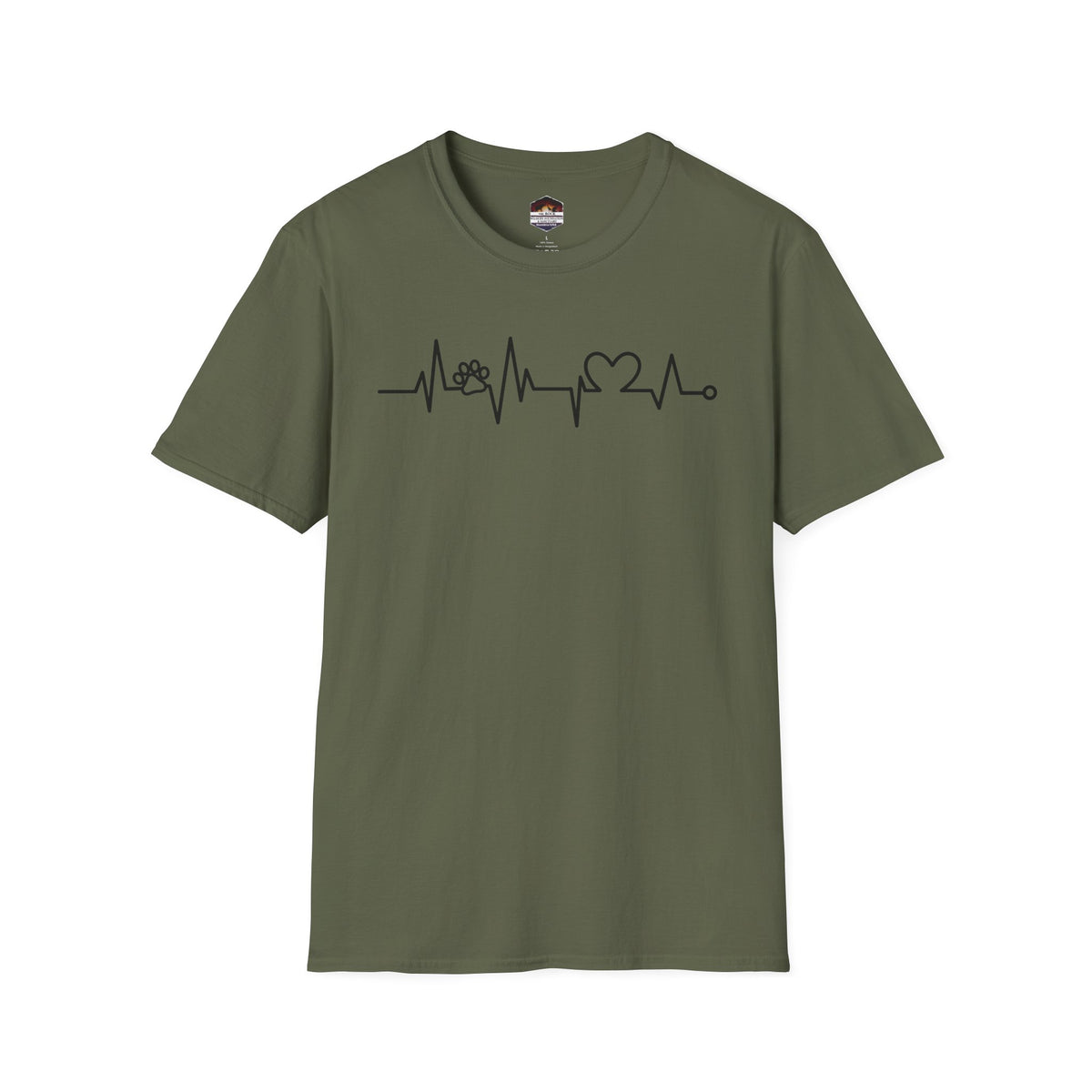 Heartbeat Paw & Heart T-Shirt — Pet Lover EKG Tee