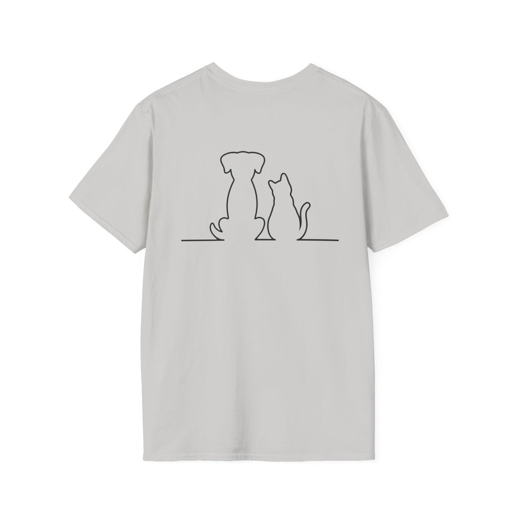 Dog and Cat Outline Tee — Minimal Pet Silhouette T-Shirt