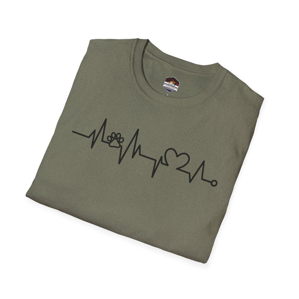 Heartbeat Paw & Heart T-Shirt — Pet Lover EKG Tee