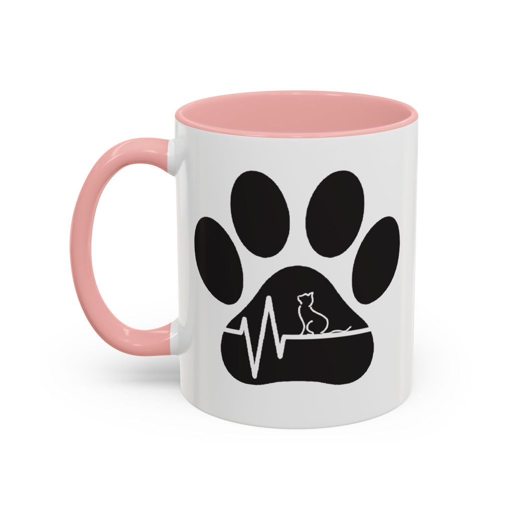 Cat Paw Heartbeat Coffee Mug — Pet Lover Accent Mug (11/15oz)