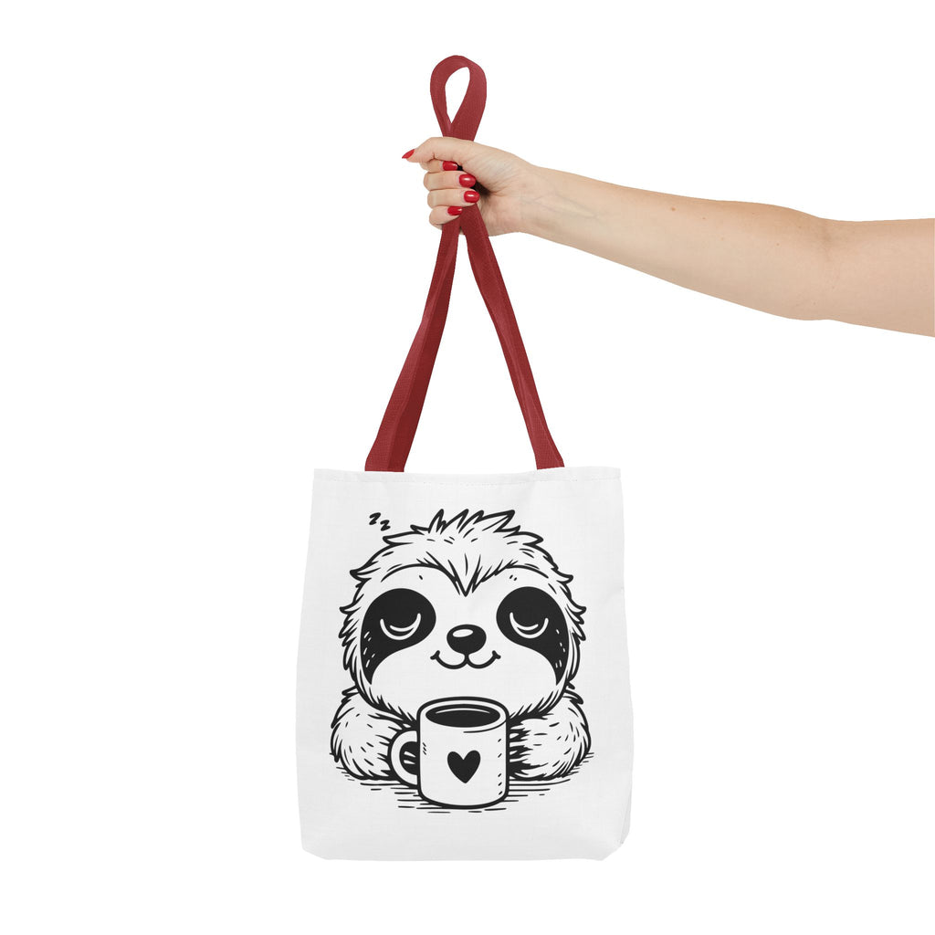 Sloth Coffee Tote Bag — Cute Relaxed Sloth Holding Mug