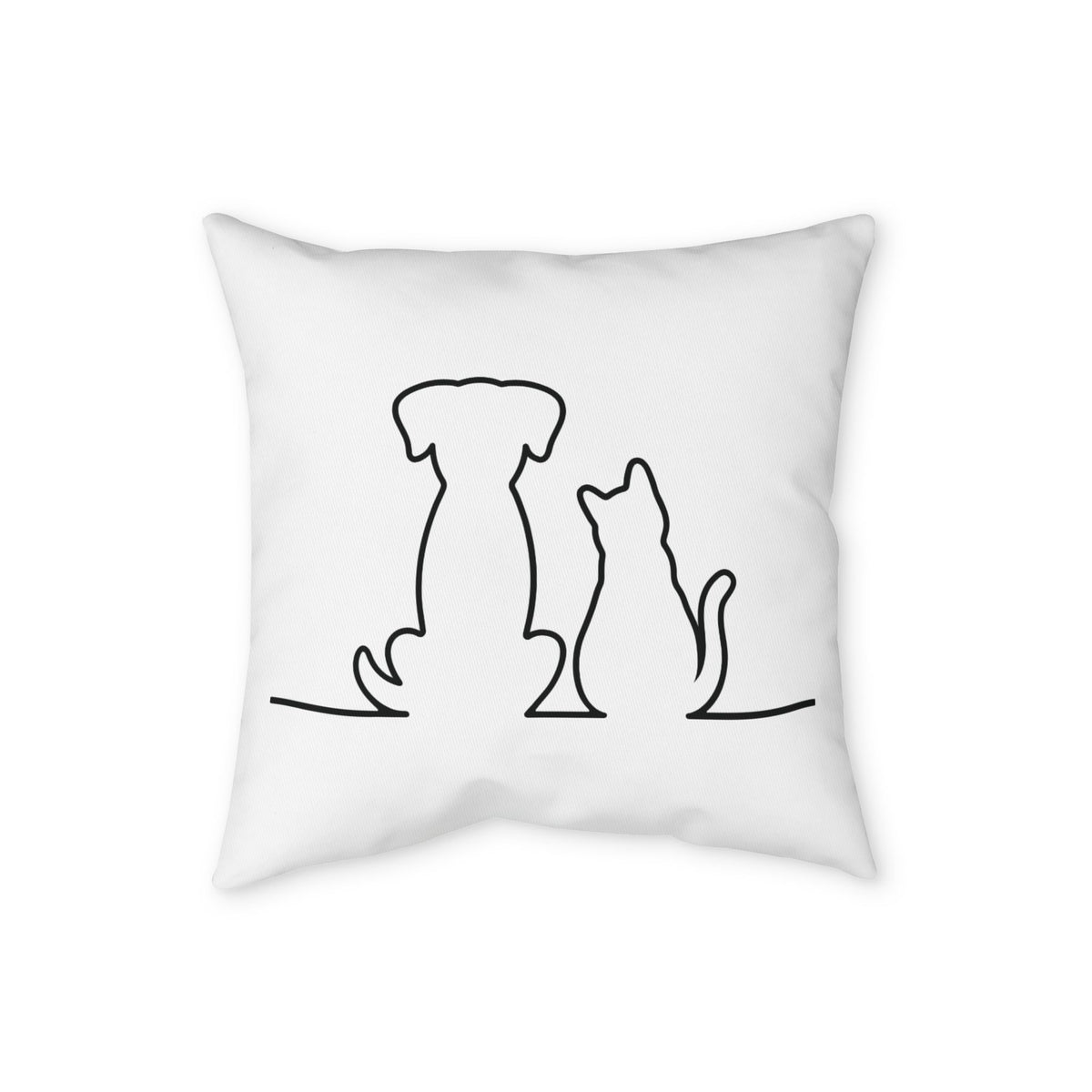 Pet Silhouette Pillowcase — Dog and Cat Line Art Decorative Throw Pillow