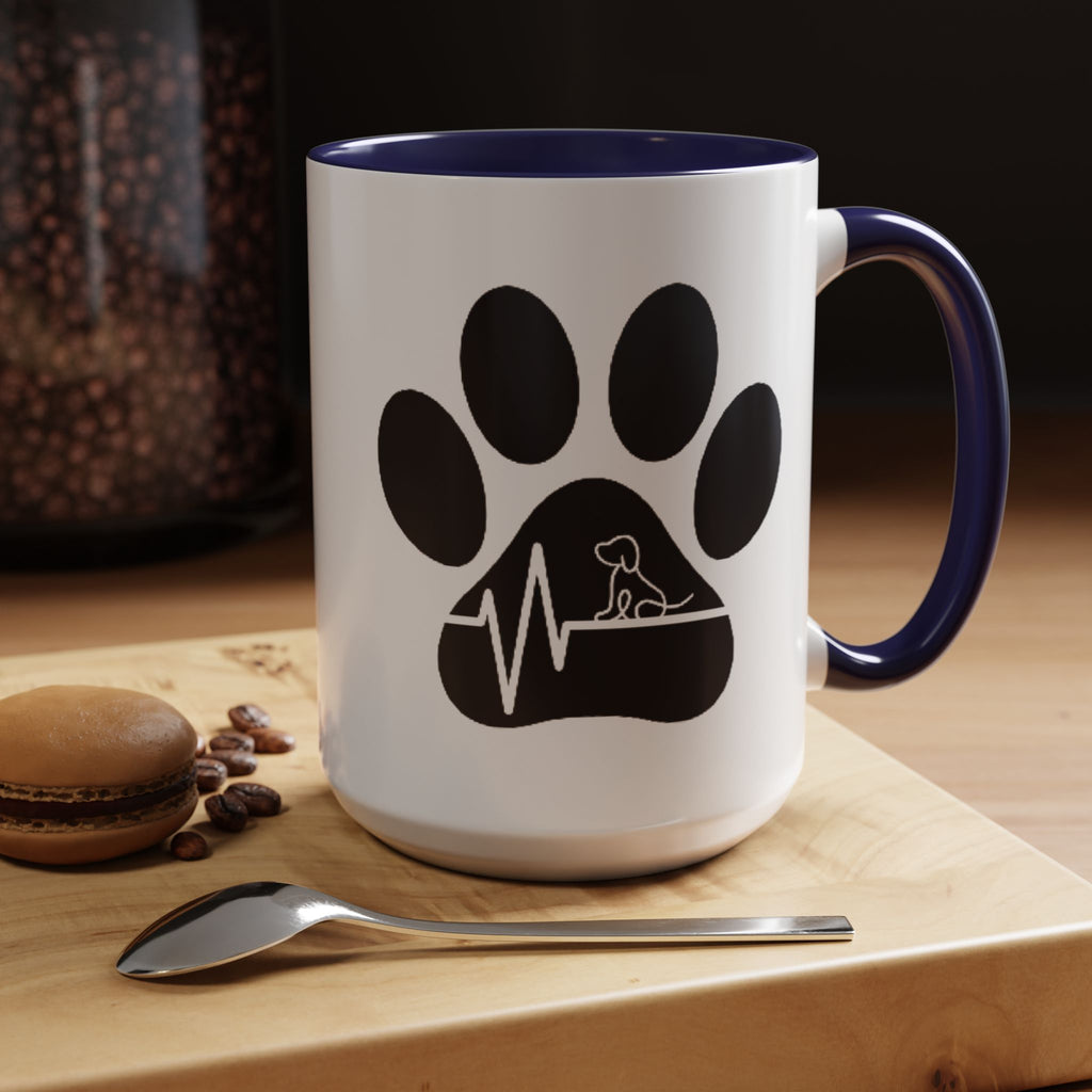Dog Paw Heartbeat Coffee Mug — Pet Lover Accent Mug (11/15oz)