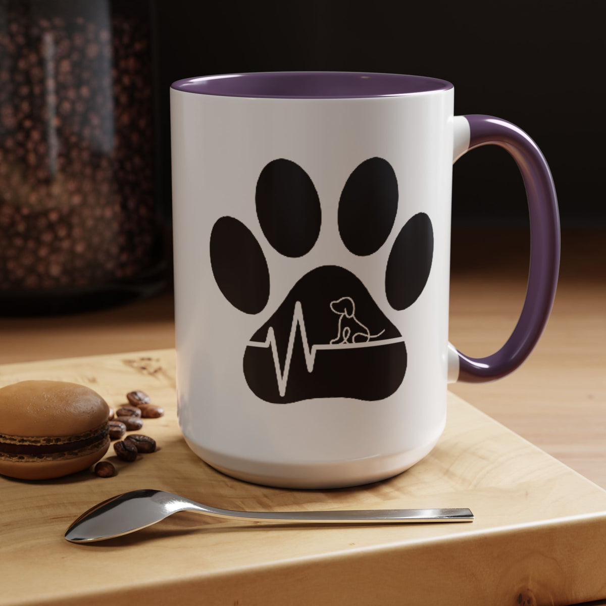 Dog Paw Heartbeat Coffee Mug — Pet Lover Accent Mug (11/15oz)
