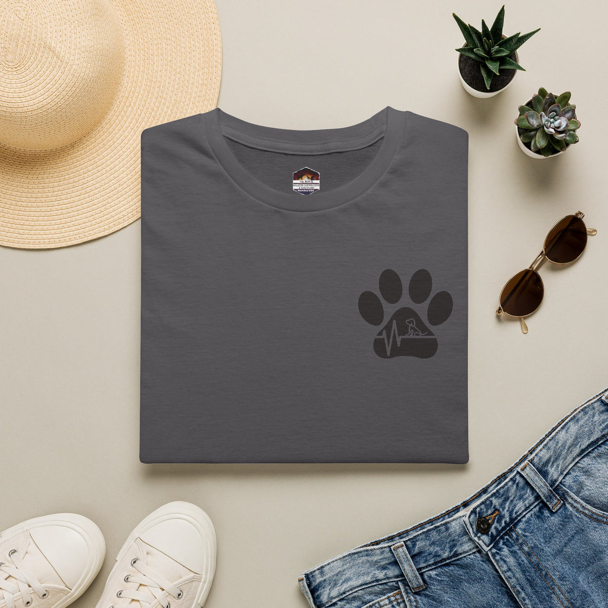 T-Shirt — Paw & Heartbeat EKG Design (Pet Lover Tee)