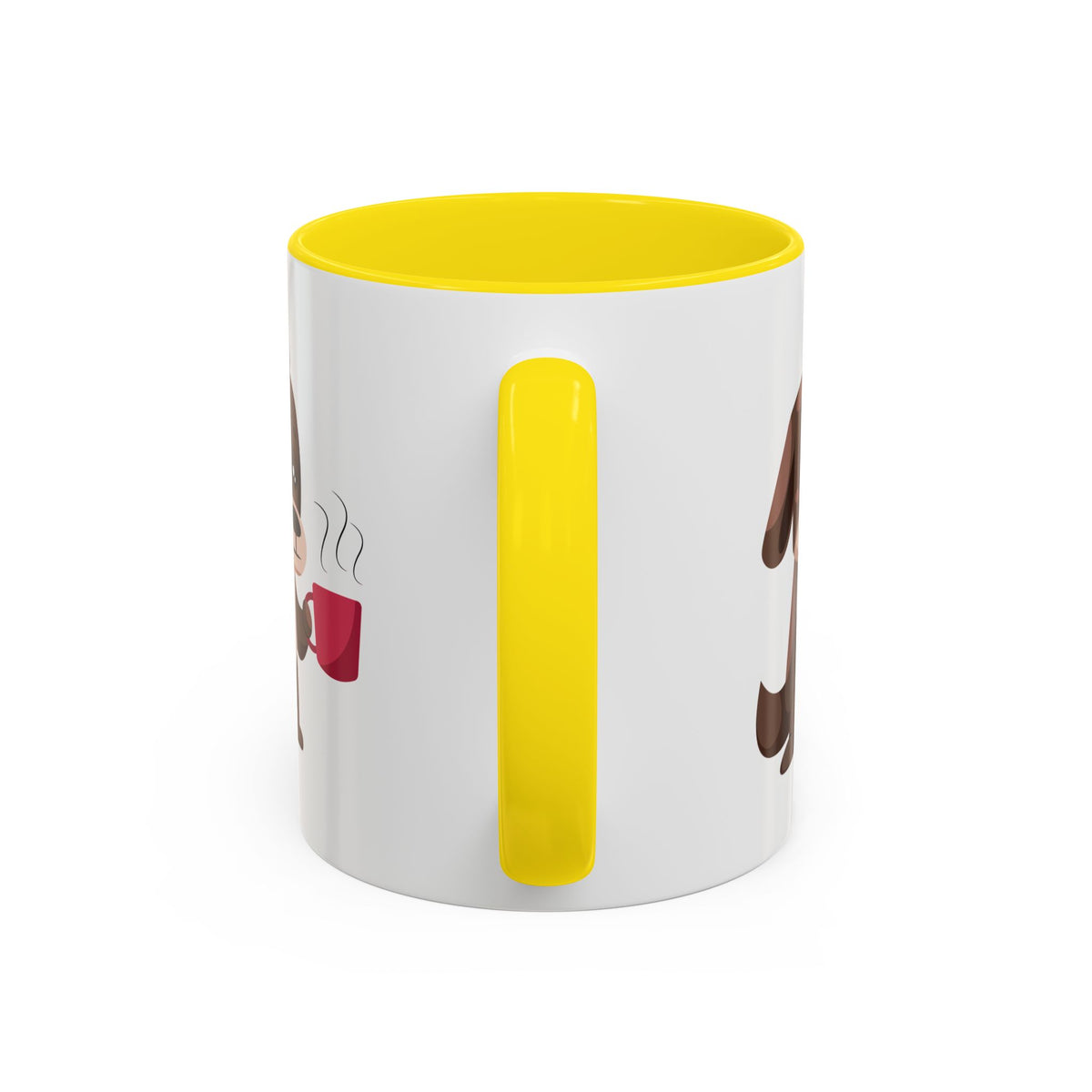 Cute Coffee Dog Mug — Adorable Puppy Holding Coffee Accent Mug (11/15 oz)