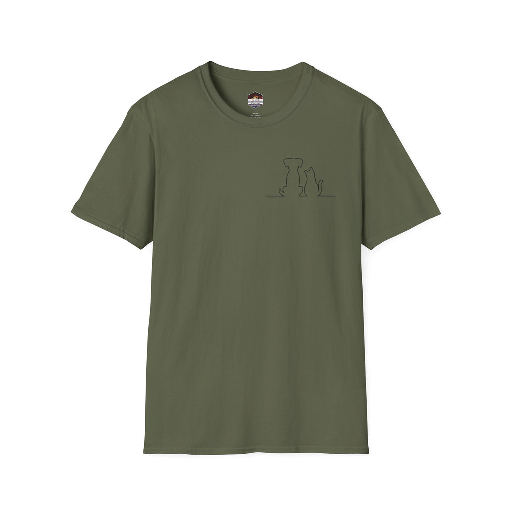 Dog and Cat Outline Tee — Minimal Pet Silhouette T-Shirt