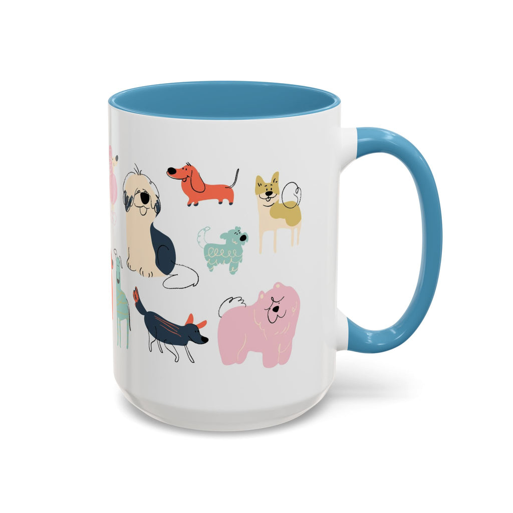 Dog Pattern Accent Coffee Mug — Cute Colorful Dog Breed Illustration (11/15 oz)
