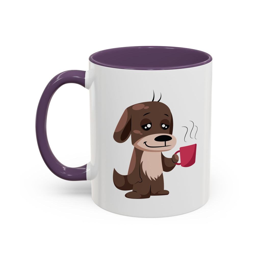 Cute Coffee Dog Mug — Adorable Puppy Holding Coffee Accent Mug (11/15 oz)