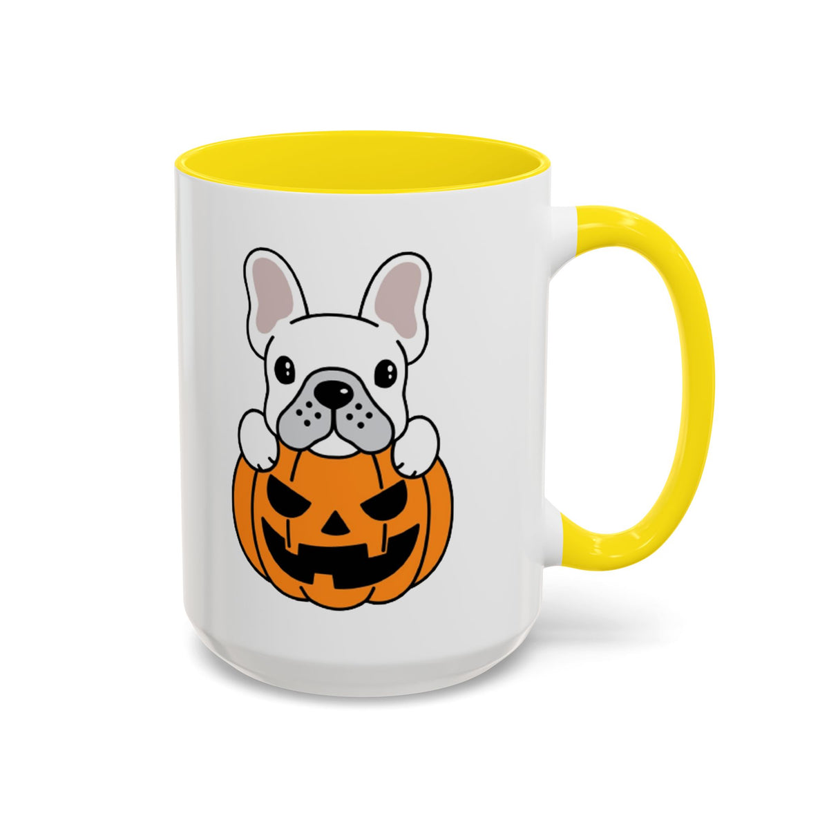 French Bulldog Halloween Coffee Mug – Cute Pup Peeking from Jack-o'-Lantern Accent Mug (11/15oz)