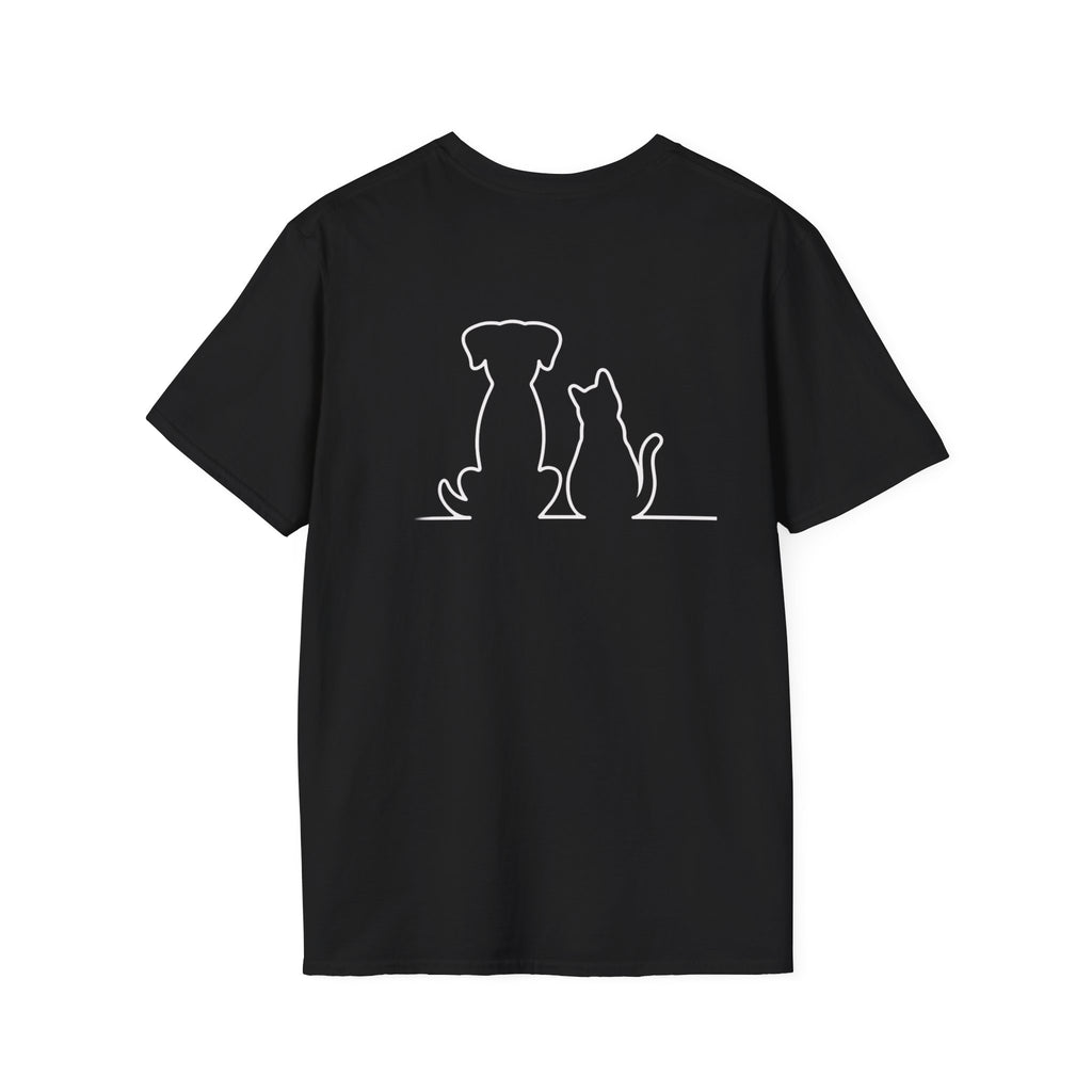 Dog and Cat Outline Tee — Minimal Pet Silhouette T-Shirt