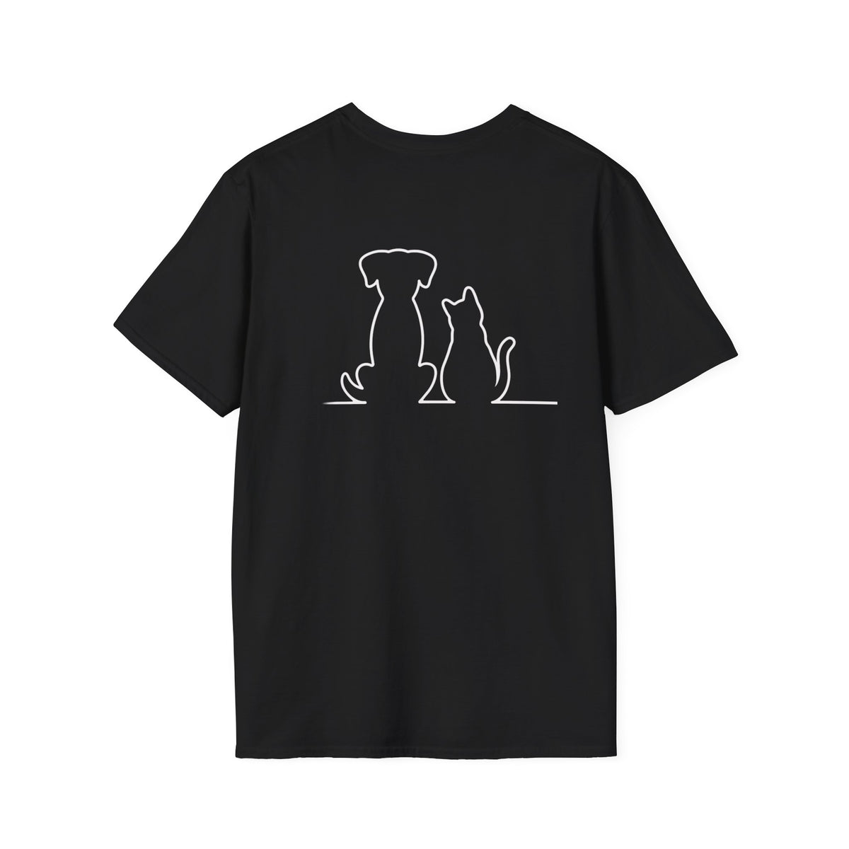 Dog and Cat Outline Tee — Minimal Pet Silhouette T-Shirt