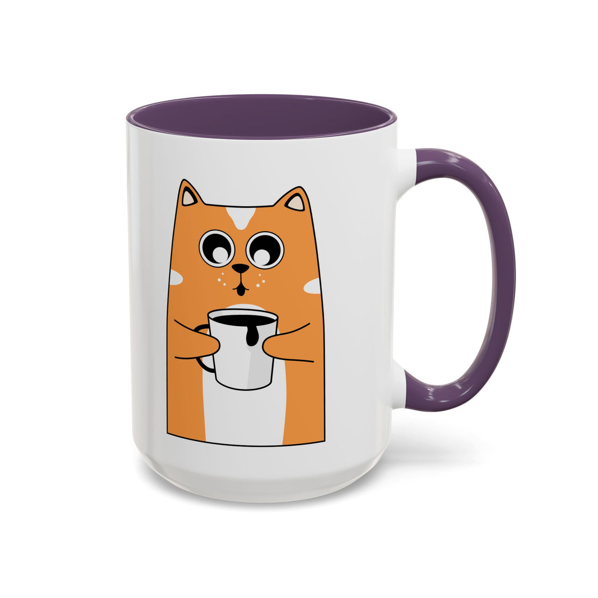 Sleepy Cat Accent Mug — 11/15oz Coffee Cup with Cat Design