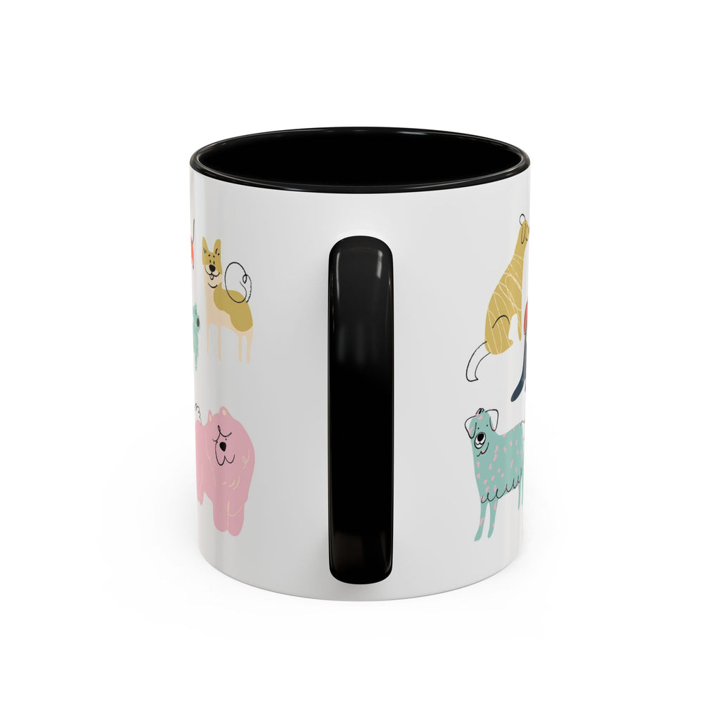 Dog Pattern Accent Coffee Mug — Cute Colorful Dog Breed Illustration (11/15 oz)