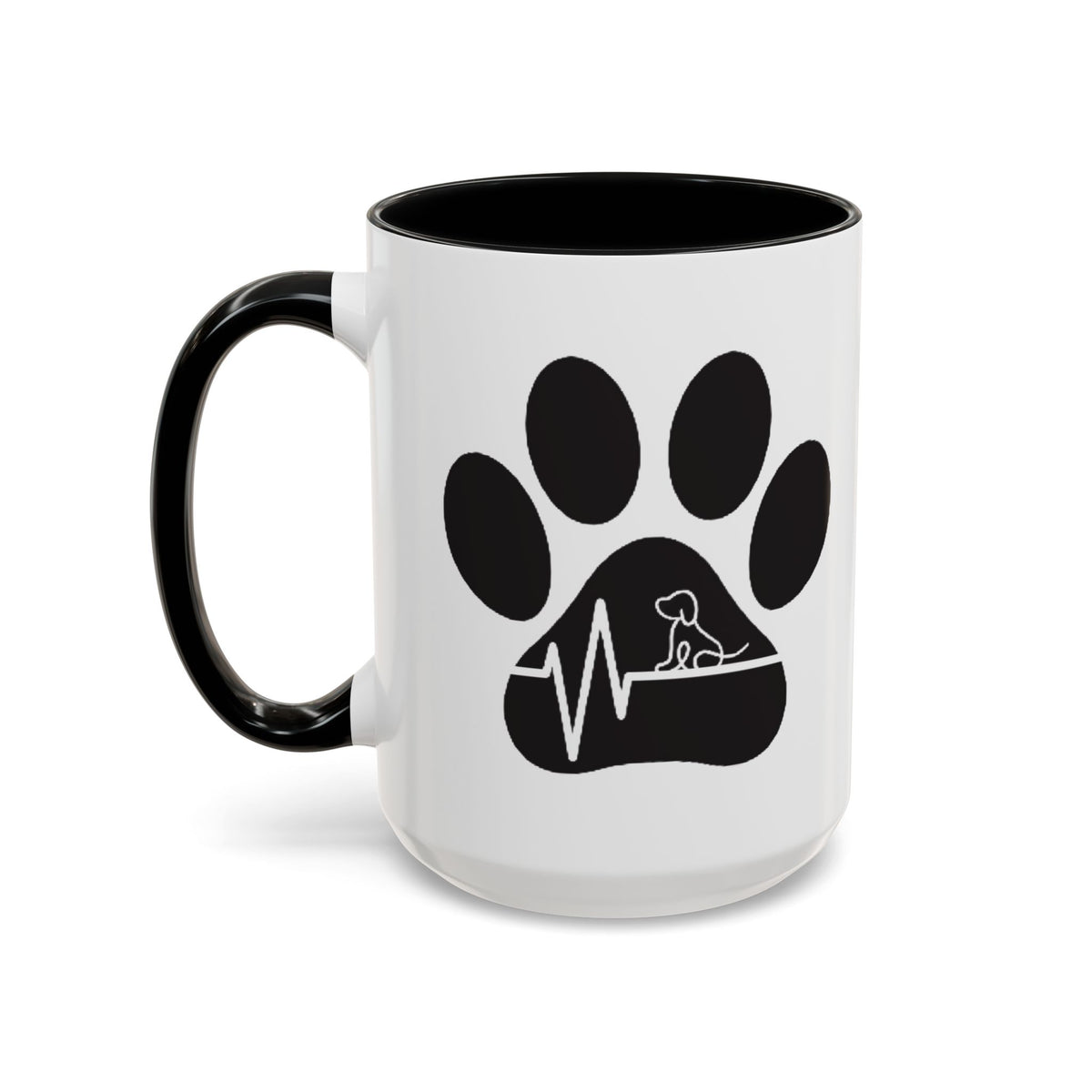 Dog Paw Heartbeat Coffee Mug — Pet Lover Accent Mug (11/15oz)