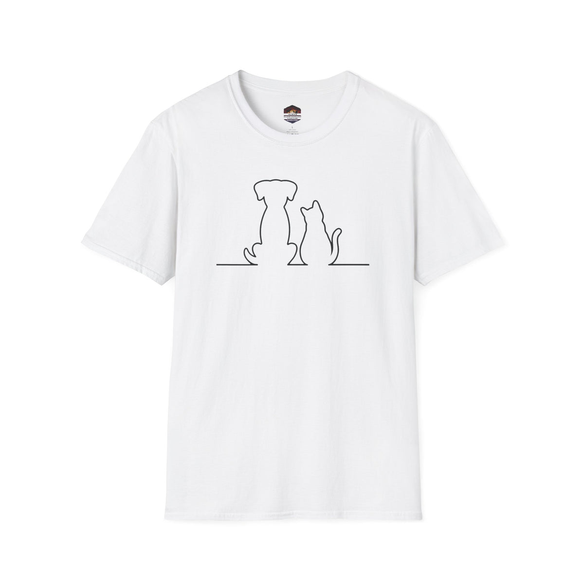 Dog and Cat Line Art T‑Shirt — Minimal Pet Silhouette Tee