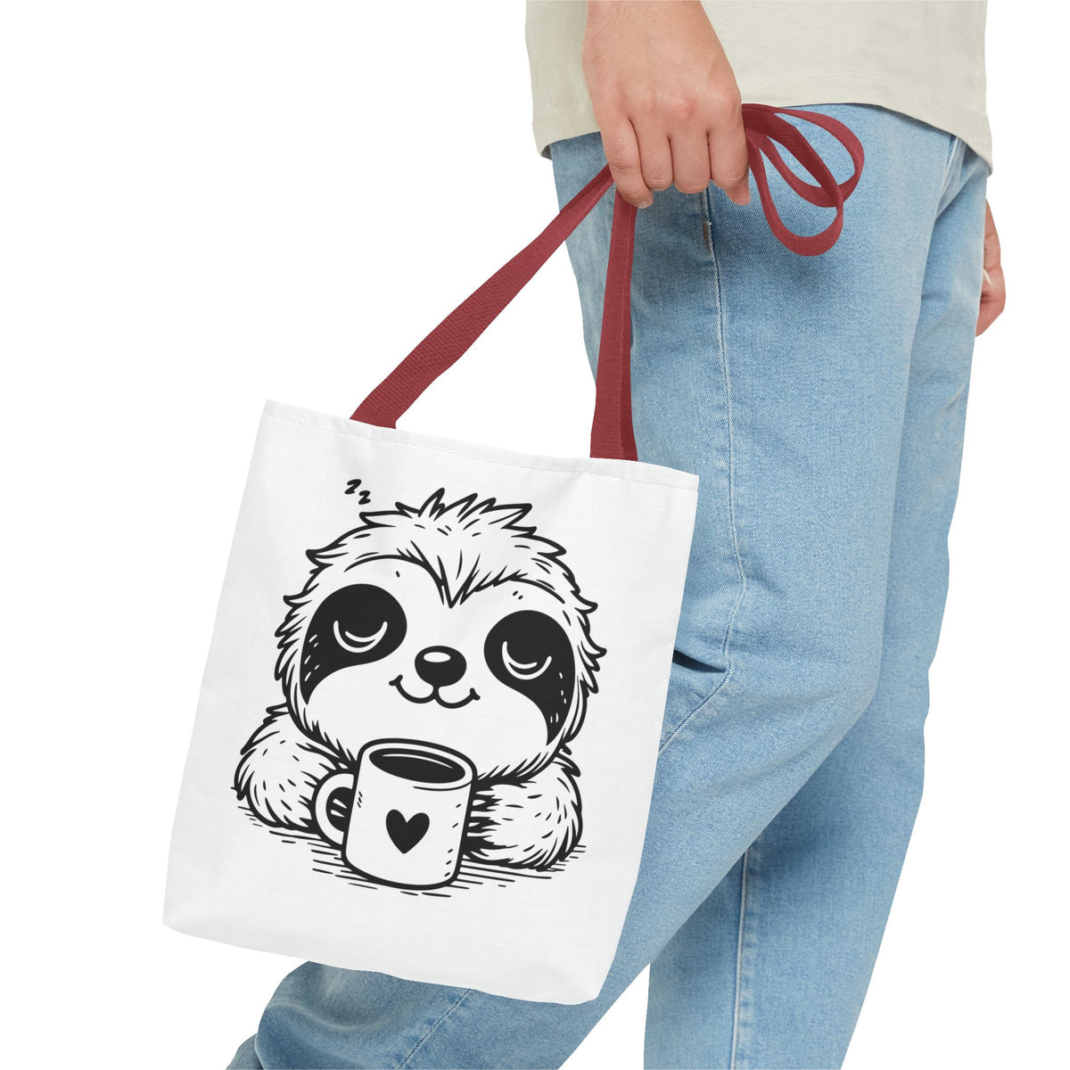 Sloth Coffee Tote Bag — Cute Relaxed Sloth Holding Mug