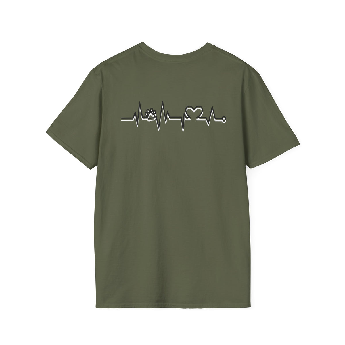 T-Shirt — Paw & Heartbeat EKG Design (Pet Lover Tee)