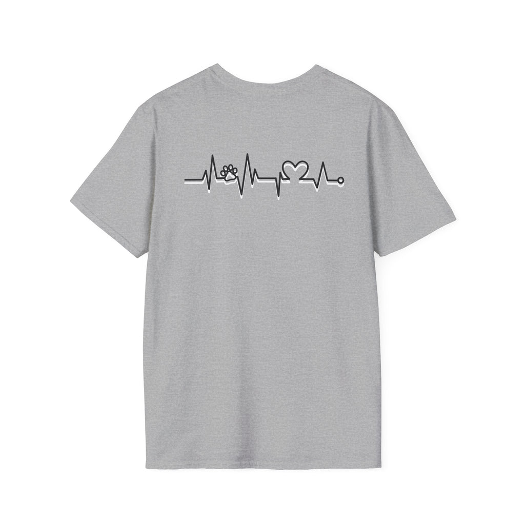 T-Shirt — Paw & Heartbeat EKG Design (Pet Lover Tee)
