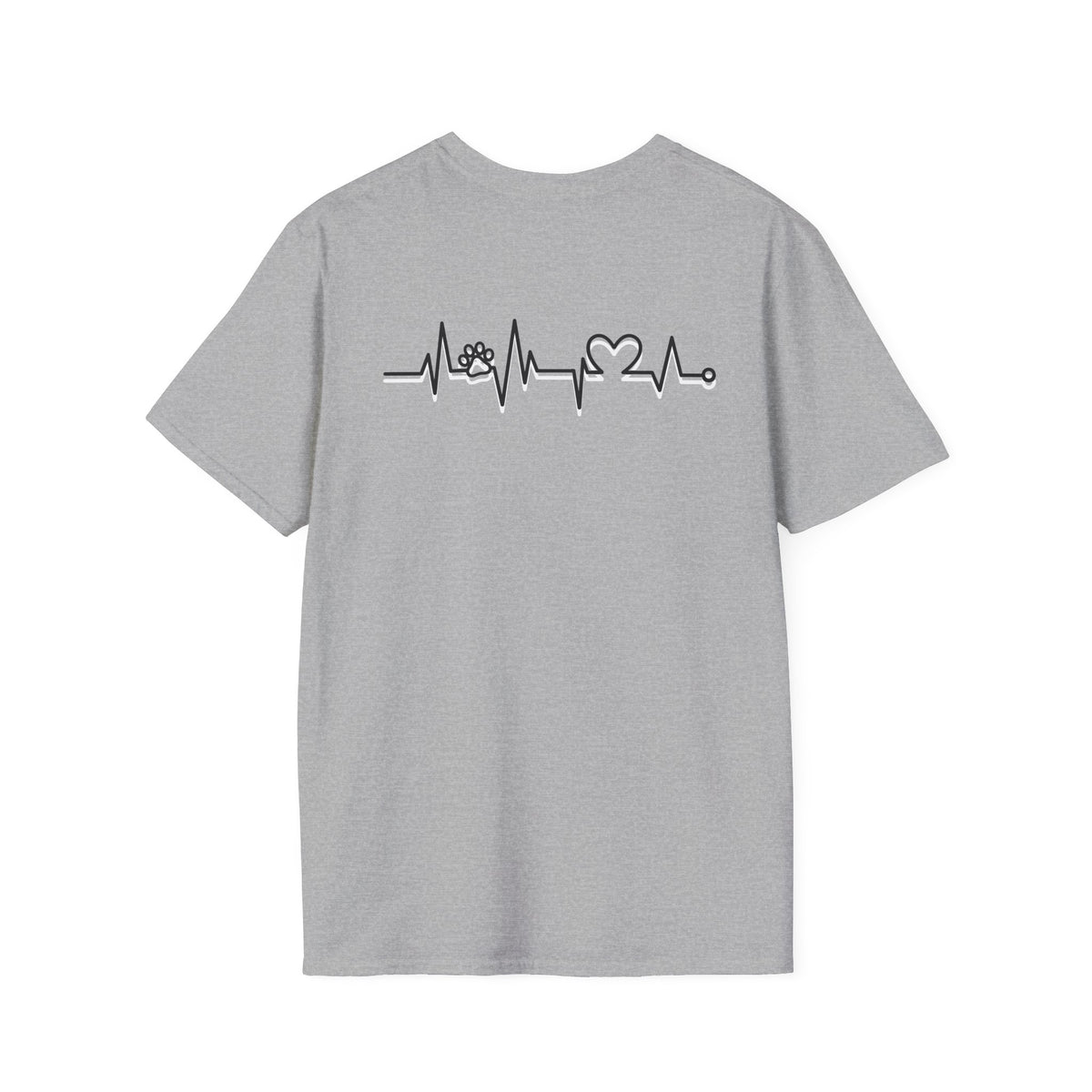 T-Shirt — Paw & Heartbeat EKG Design (Pet Lover Tee)
