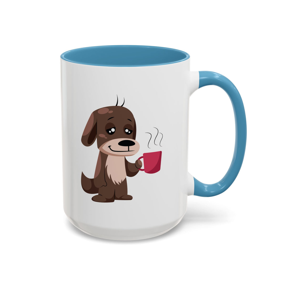 Cute Coffee Dog Mug — Adorable Puppy Holding Coffee Accent Mug (11/15 oz)