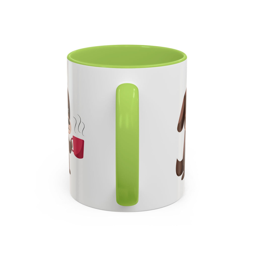 Cute Coffee Dog Mug — Adorable Puppy Holding Coffee Accent Mug (11/15 oz)