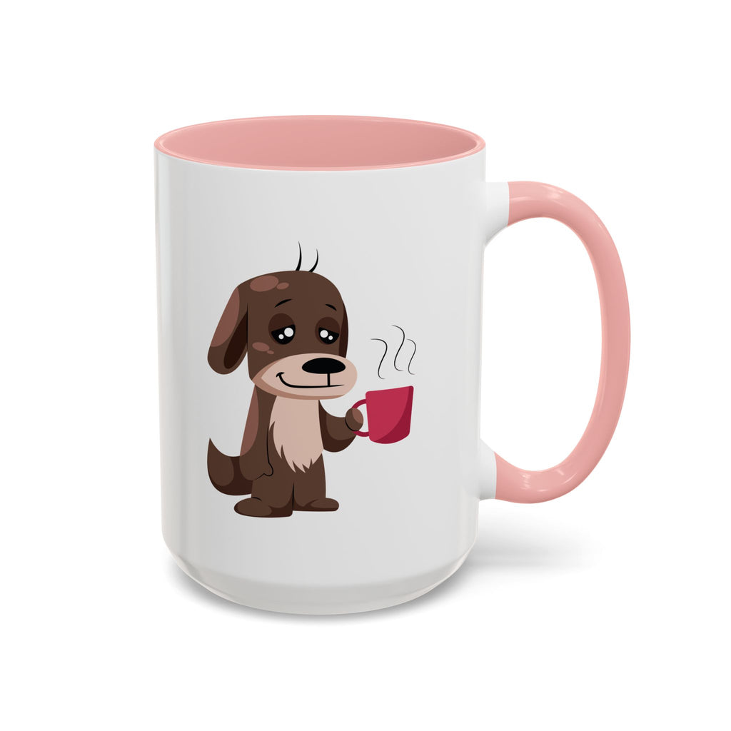 Cute Coffee Dog Mug — Adorable Puppy Holding Coffee Accent Mug (11/15 oz)