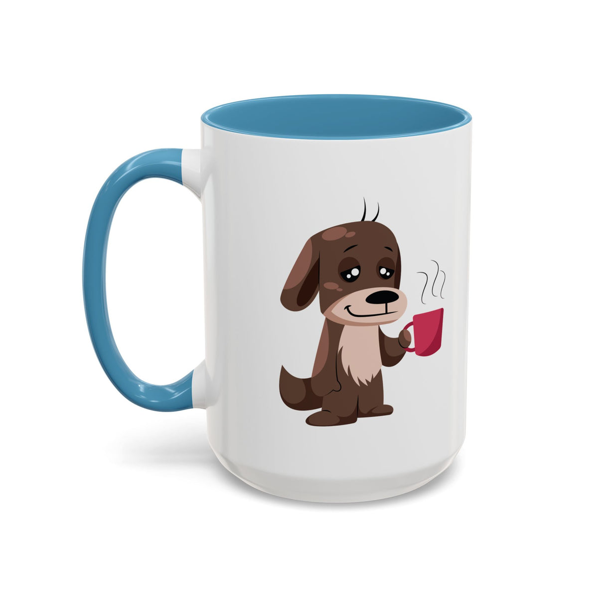 Cute Coffee Dog Mug — Adorable Puppy Holding Coffee Accent Mug (11/15 oz)