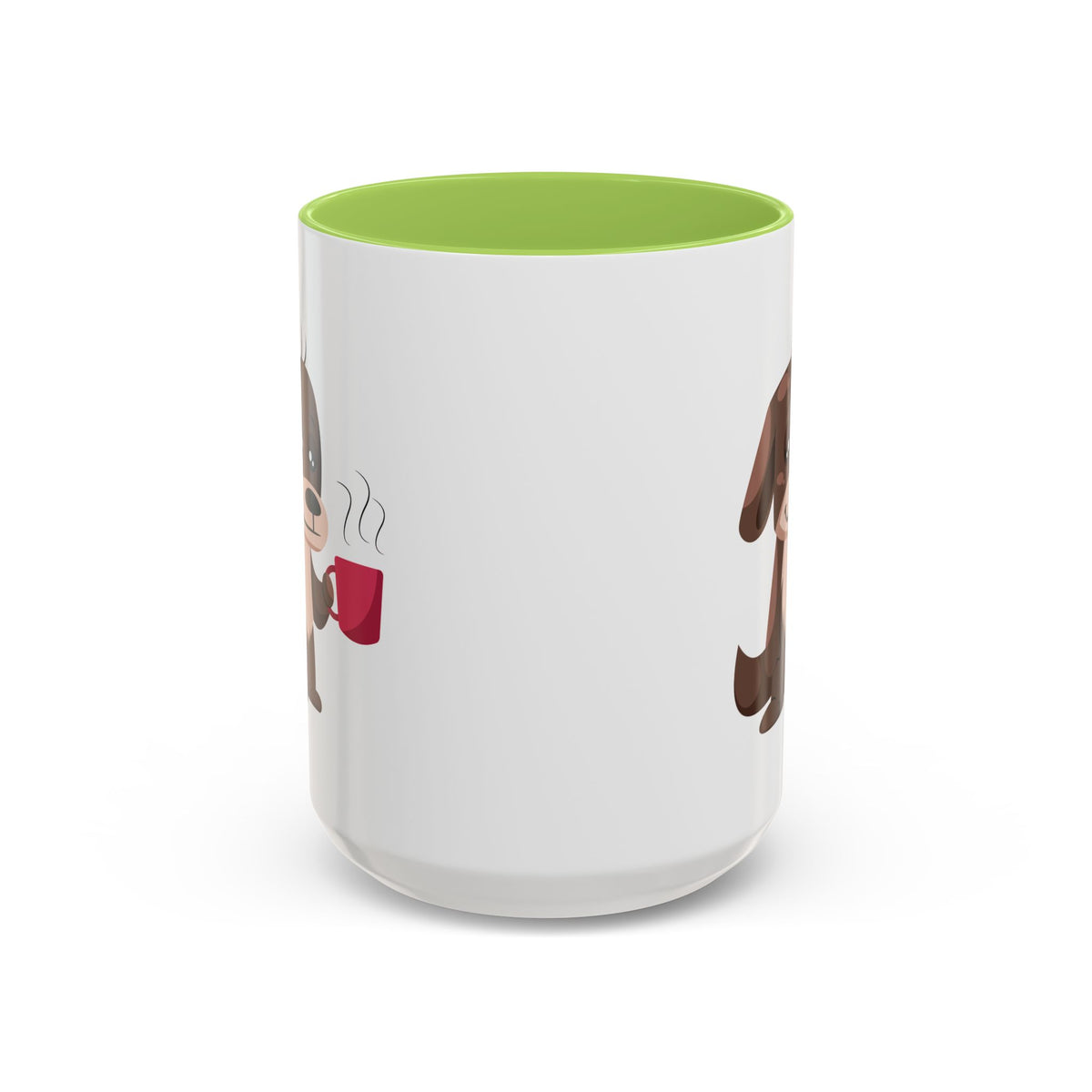Cute Coffee Dog Mug — Adorable Puppy Holding Coffee Accent Mug (11/15 oz)
