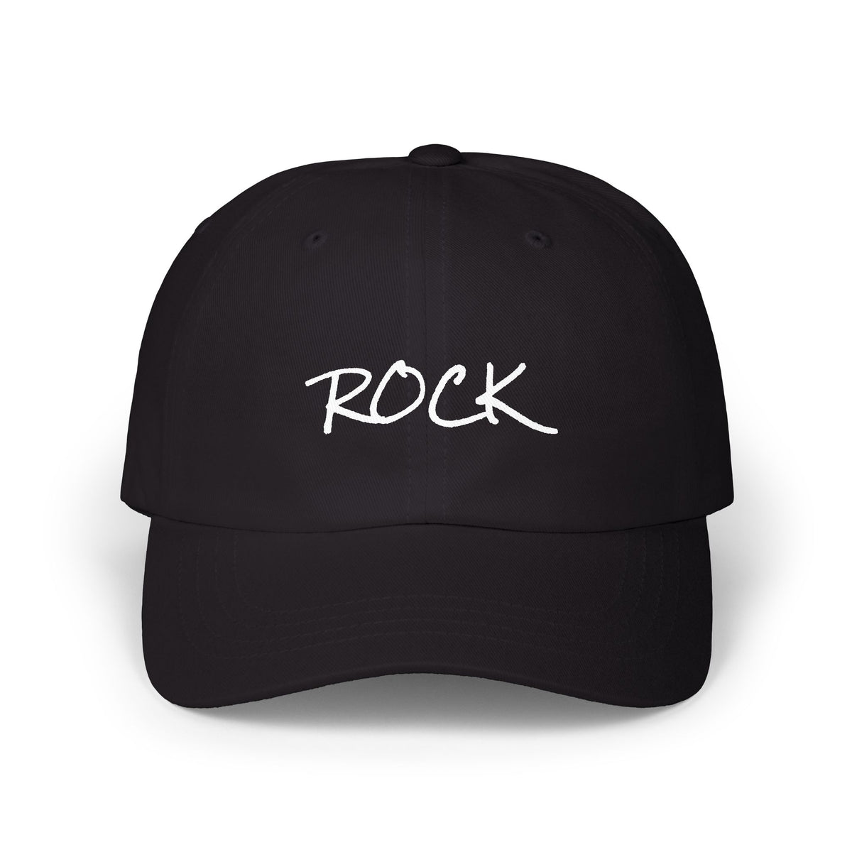 Rock Script Dad Cap — Casual Embroidered Baseball Hat