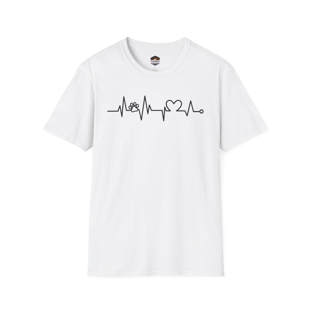 Heartbeat Paw & Heart T-Shirt — Pet Lover EKG Tee