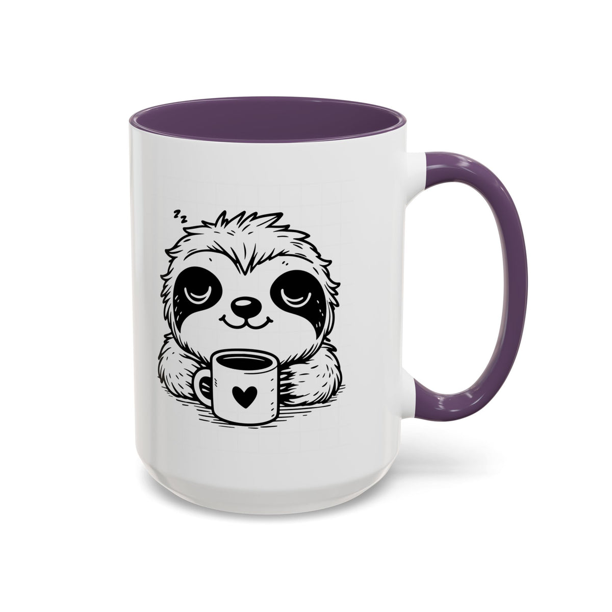 Cute Sloth Coffee Mug (Accent, 11/15oz) — Adorable Cartoon Sloth Holding Coffee Cup