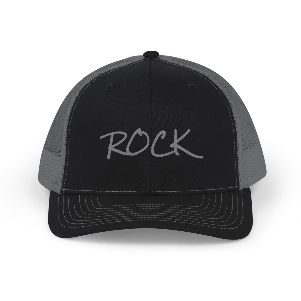 Rock Snapback Trucker Cap — White Mesh Baseball Hat