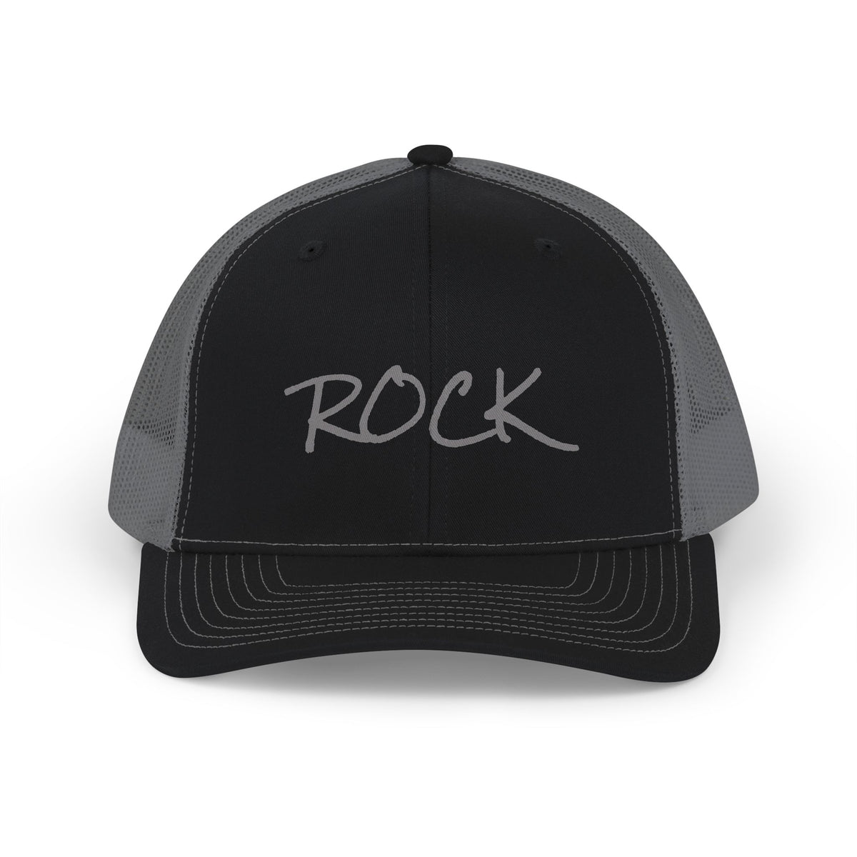 Rock Snapback Trucker Cap — White Mesh Baseball Hat