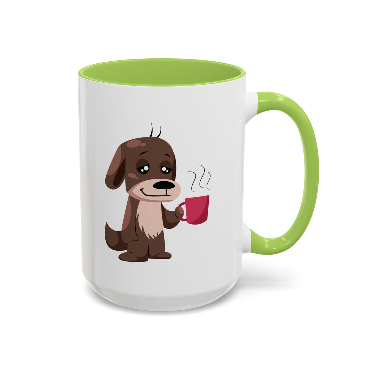 Cute Coffee Dog Mug — Adorable Puppy Holding Coffee Accent Mug (11/15 oz)