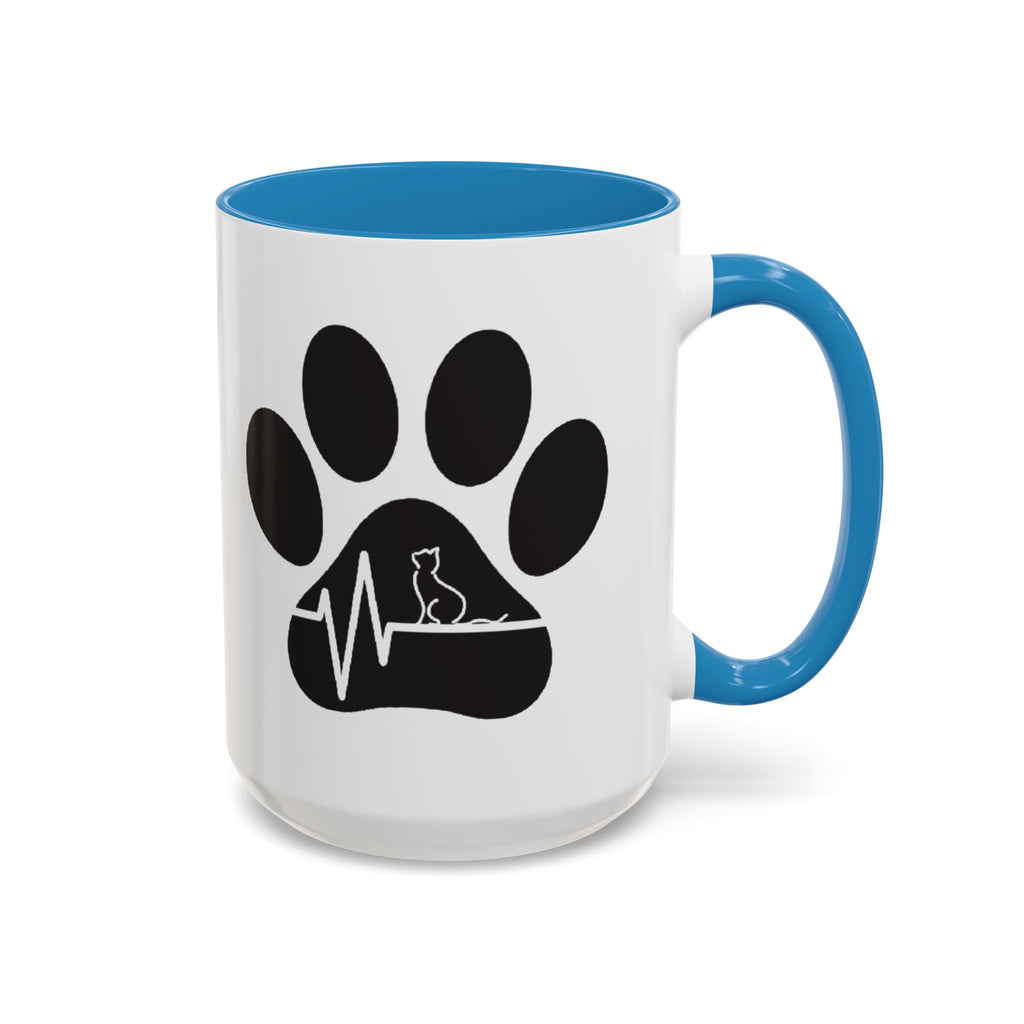 Cat Paw Heartbeat Coffee Mug — Pet Lover Accent Mug (11/15oz)