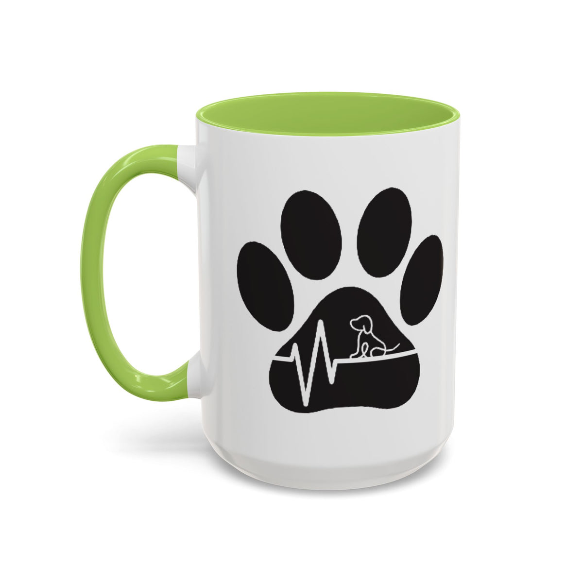 Dog Paw Heartbeat Coffee Mug — Pet Lover Accent Mug (11/15oz)