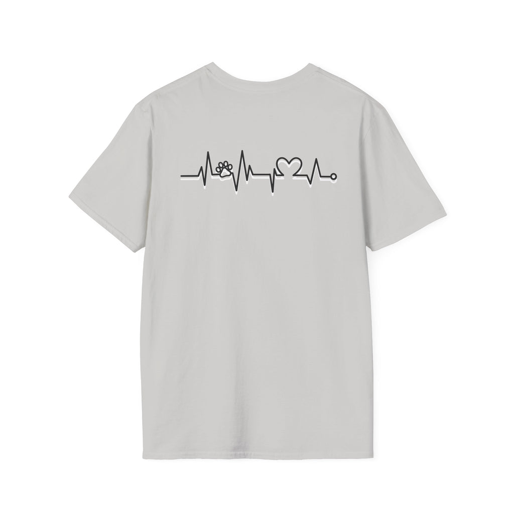 T-Shirt — Paw & Heartbeat EKG Design (Pet Lover Tee)