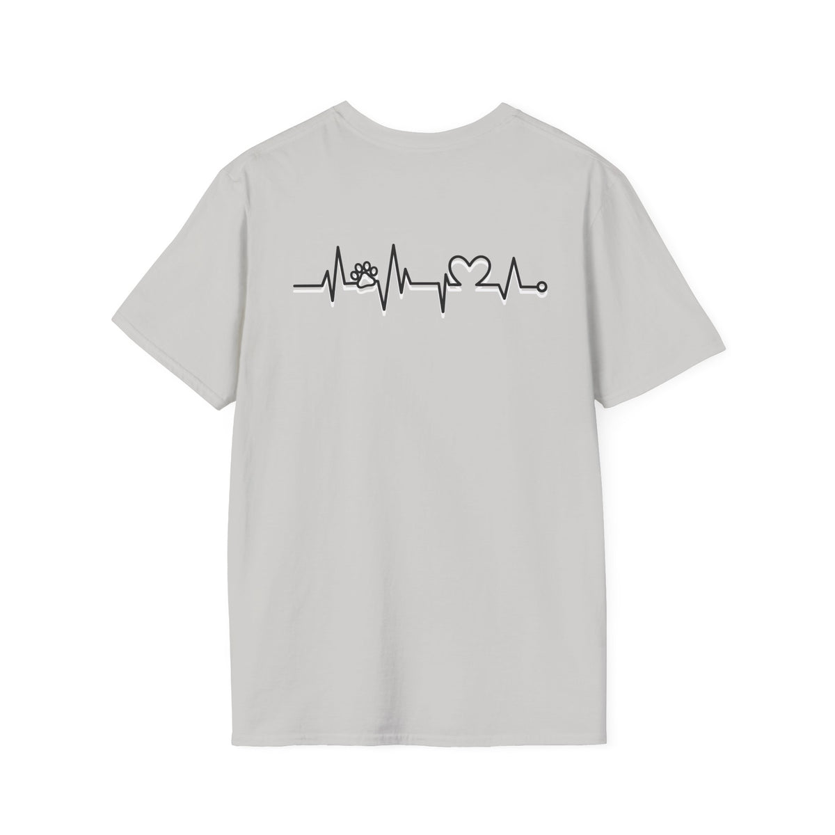 T-Shirt — Paw & Heartbeat EKG Design (Pet Lover Tee)